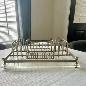 Deco Style Vintage Acrylic and Silver Lazy Susan